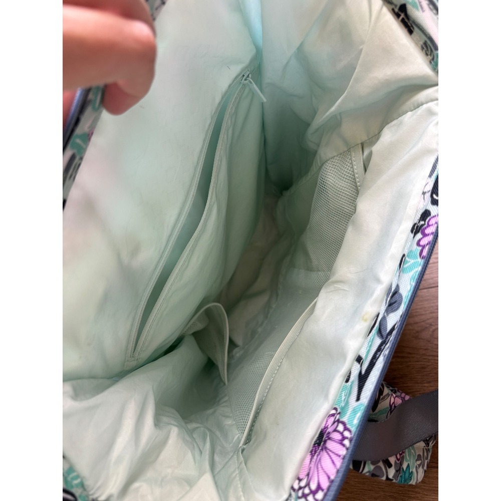 Vera Bradley Floral diaper bag Backpack Mint Purple Teal Canvas Multi-Pocket - Picture 10 of 16
